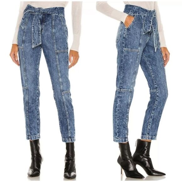 Jonathan Simkhai Blue Mullholland Jeans Crop High Rise Straight Leg Size 25 - Picture 3 of 10